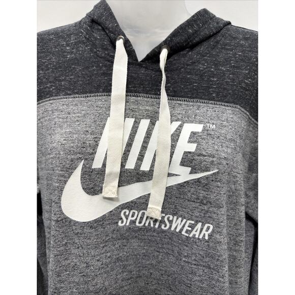 Nike Women's Sportswear Gym Pullover Hoodie Gray/Black/White Medium New - Picture 4 of 9